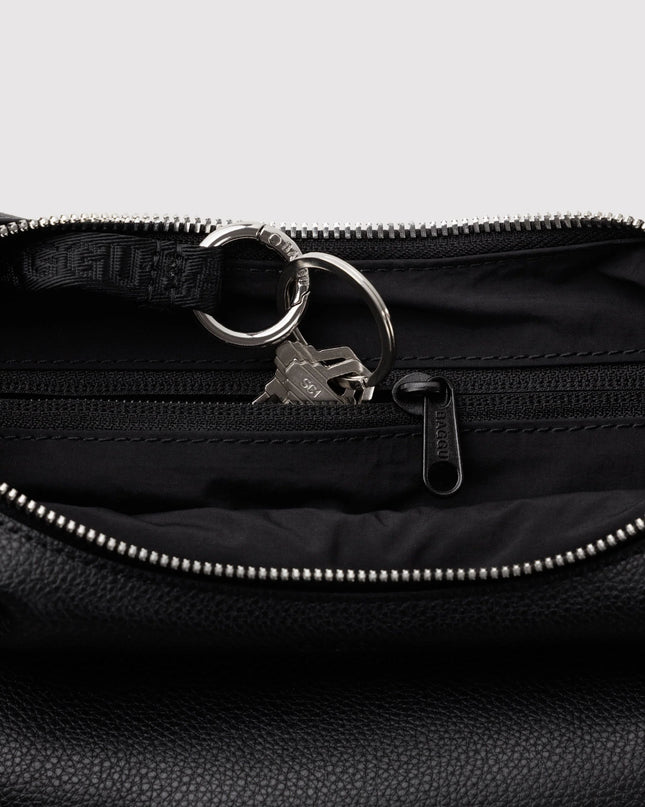 BAGGU SMALL RECYCLED LEATHER FLAT CRESCENT - BLACK
