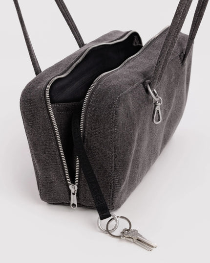 BAGGU DENIM BOWLER BAG - WASHED BLACK DENIM