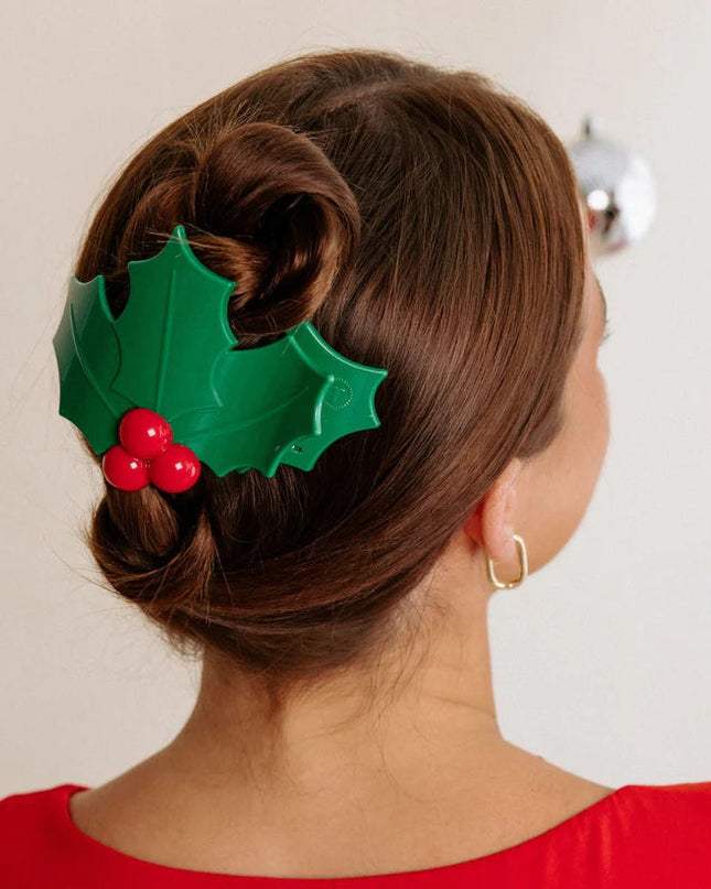 TELETIES Holly Leaves Flat Hair Clip