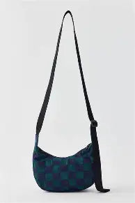 Baggu Medium Nylon Crescent Bag - Navy Green Check