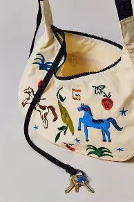 Baggu Nylon Crescent Bag - Embroidered Painted Prairie
