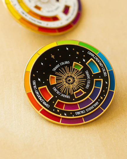 The Original Color Wheel© Interactive Spinner Enamel Keychain (Black/Gold)