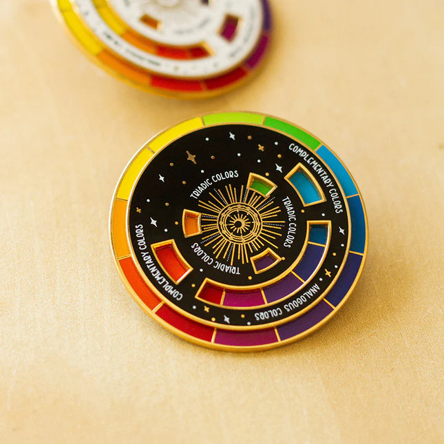 The Original Color Wheel© Interactive Spinner Enamel Keychain (Black/Gold)
