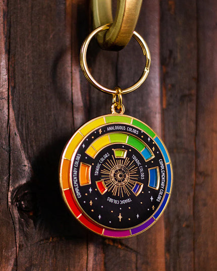 The Original Color Wheel© Interactive Spinner Enamel Keychain (Black/Gold)