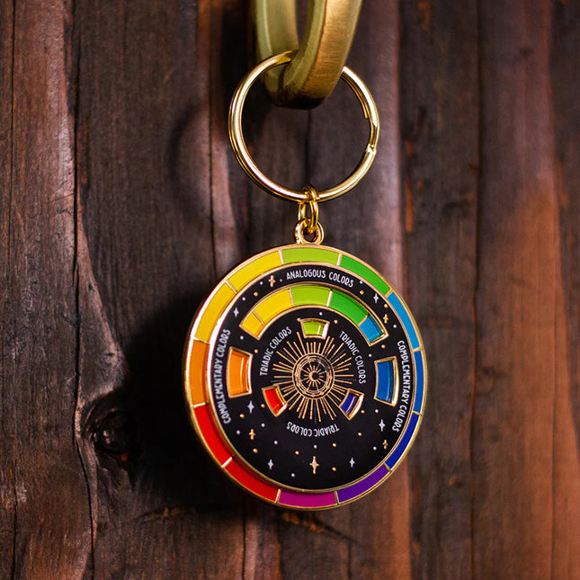 The Original Color Wheel© Interactive Spinner Enamel Keychain (Black/Gold)