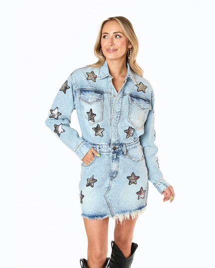 Raelynn Denim Mini Dress - Denim