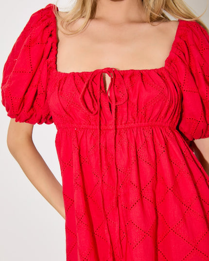 Cherry Baby Eyelet Dress- Red