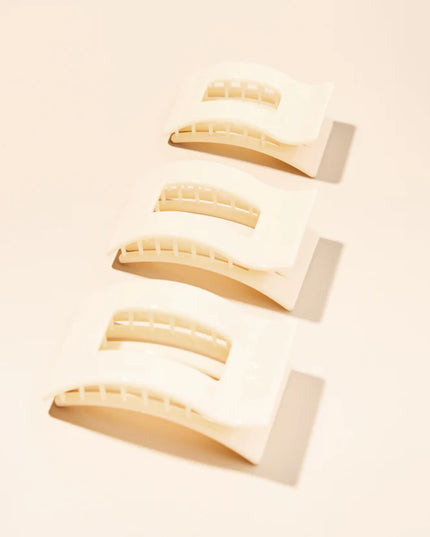 Almond Beige Flat Rectangle Hair Clip- Teleties