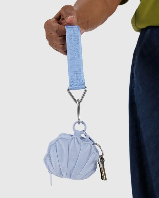 Light blue lavender shell shaped bag charm 