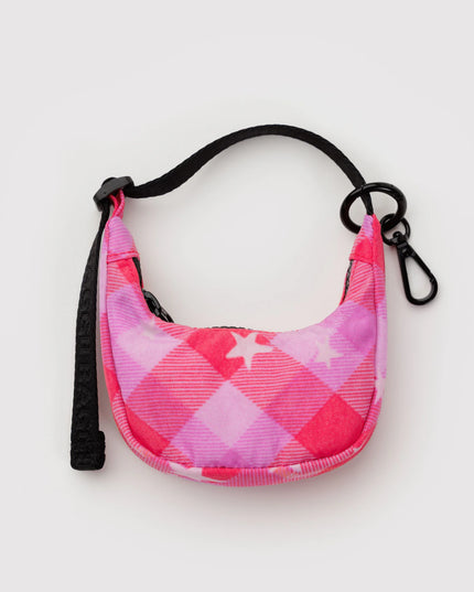 Baggu Crescent Bag Charm - Pink Star Plaid