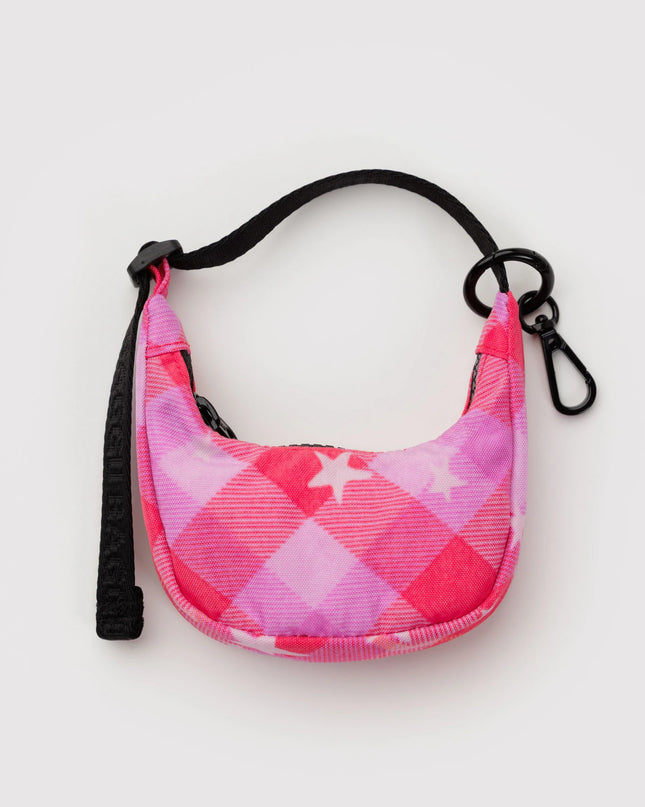Baggu Crescent Bag Charm - Pink Star Plaid