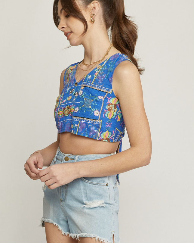 Indigo Mosaic Crop Top