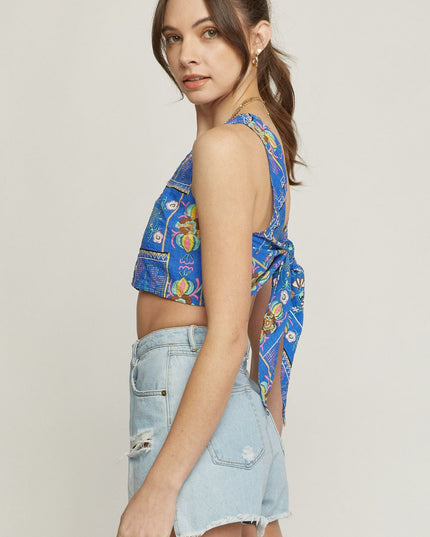 Indigo Mosaic Crop Top