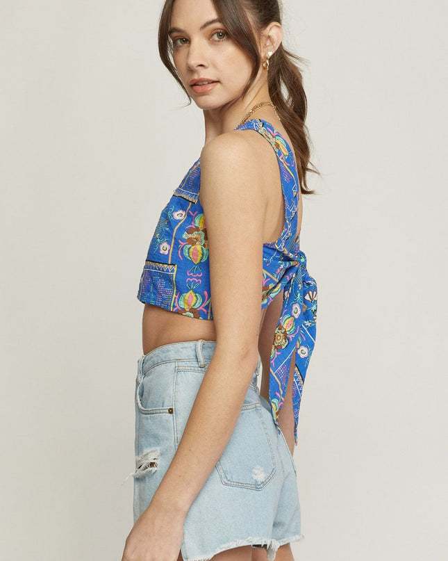 Indigo Mosaic Crop Top