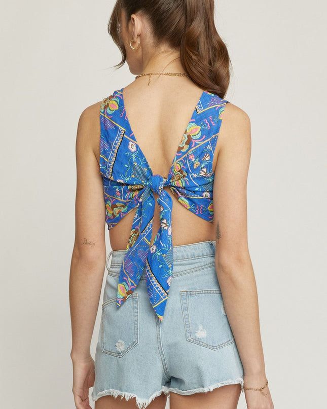 Indigo Mosaic Crop Top