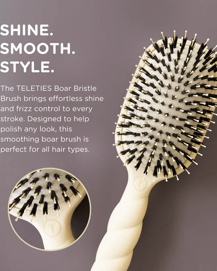 Boar Bristle Hair Brush Tan- Teleties