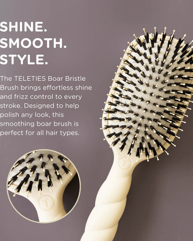 Boar Bristle Hair Brush Tan- Teleties