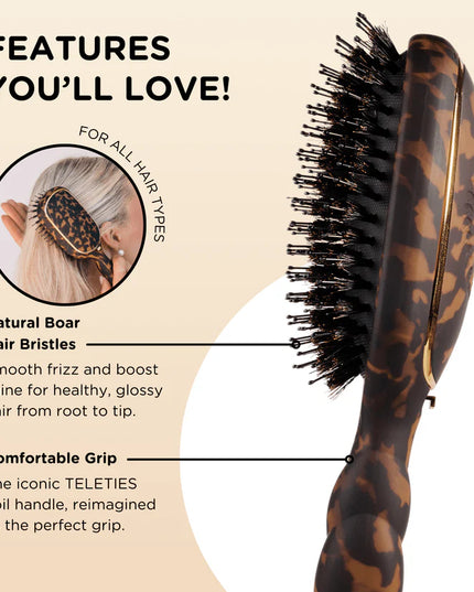 Boar Bristle Hair Brush Tortoise - Teleties