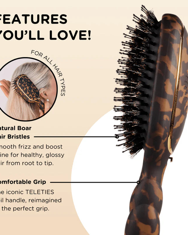 Boar Bristle Hair Brush Tortoise - Teleties