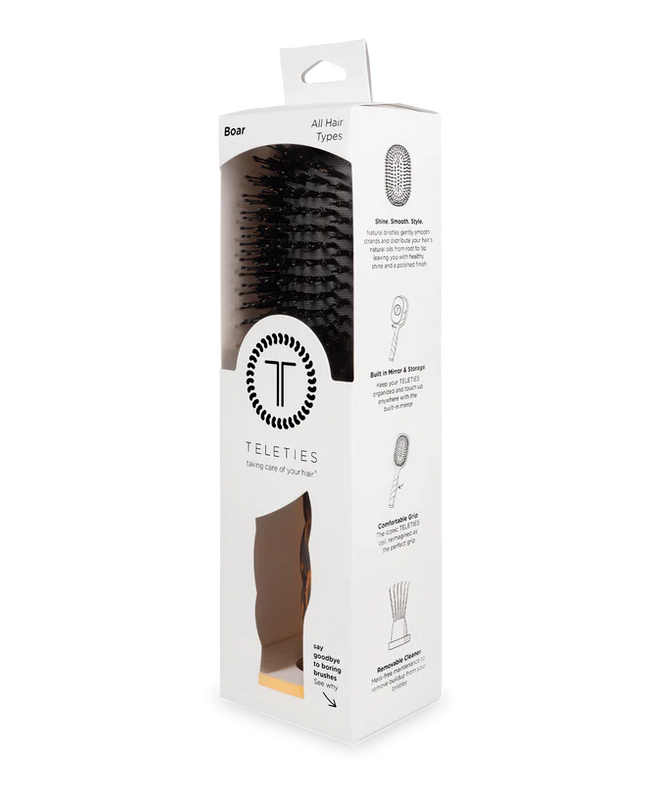 Boar Bristle Hair Brush Tortoise - Teleties