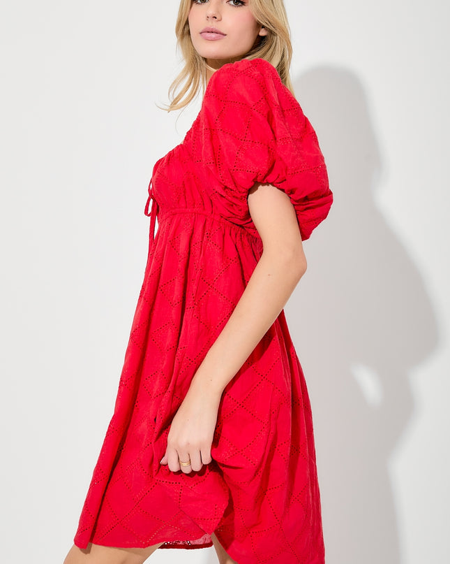 Cherry Baby Eyelet Dress- Red