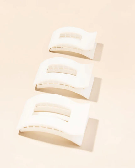 Coconut White Flat Rectangle Hair Clip- Teleties