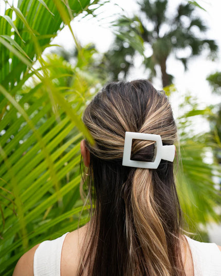 Coconut White Flat Square Hair Clip- Teleties