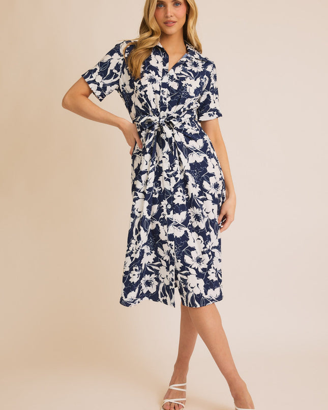 It's All Navy, Baby Tie-Front Midi Dress It's All Navy, Baby Tie-Front Midi Dress