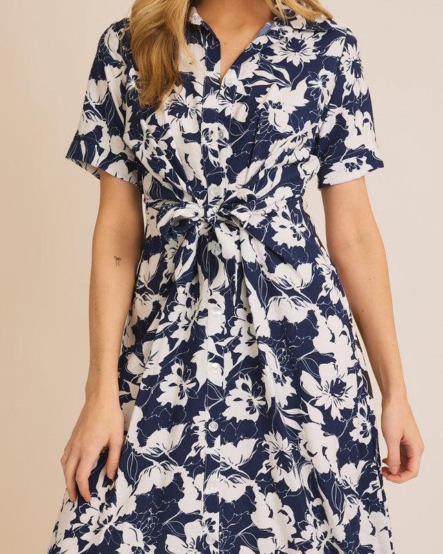 It's All Navy, Baby Tie-Front Midi Dress It's All Navy, Baby Tie-Front Midi Dress