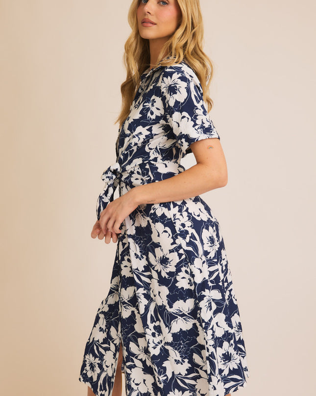 It's All Navy, Baby Tie-Front Midi Dress It's All Navy, Baby Tie-Front Midi Dress