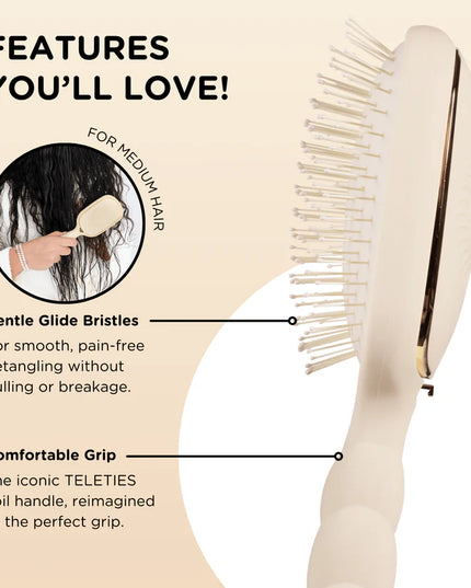 Detangler Hair Brush for Medium Hair Tan - Teleties