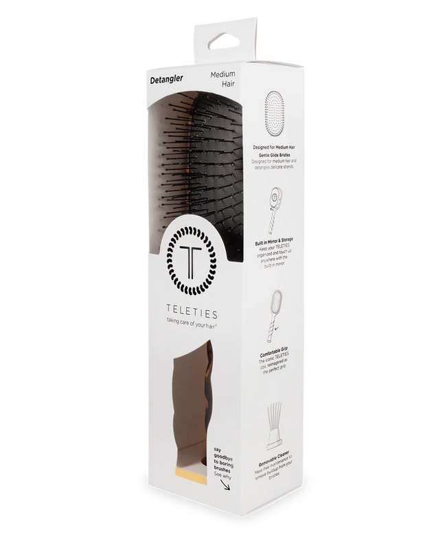 Detangler Hair Brush for Medium Hair Tortoise- Teleties