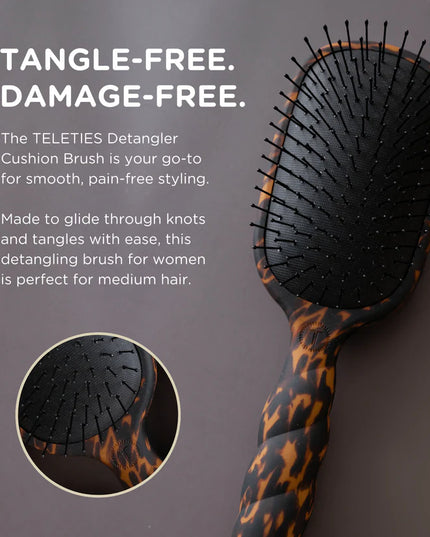 Detangler Hair Brush for Medium Hair Tortoise- Teleties