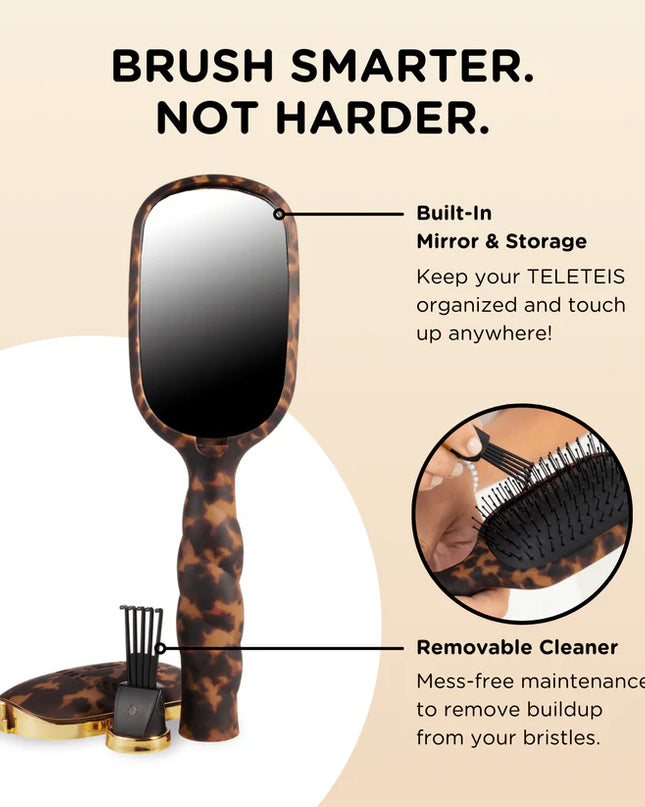 Detangler Hair Brush for Medium Hair Tortoise- Teleties