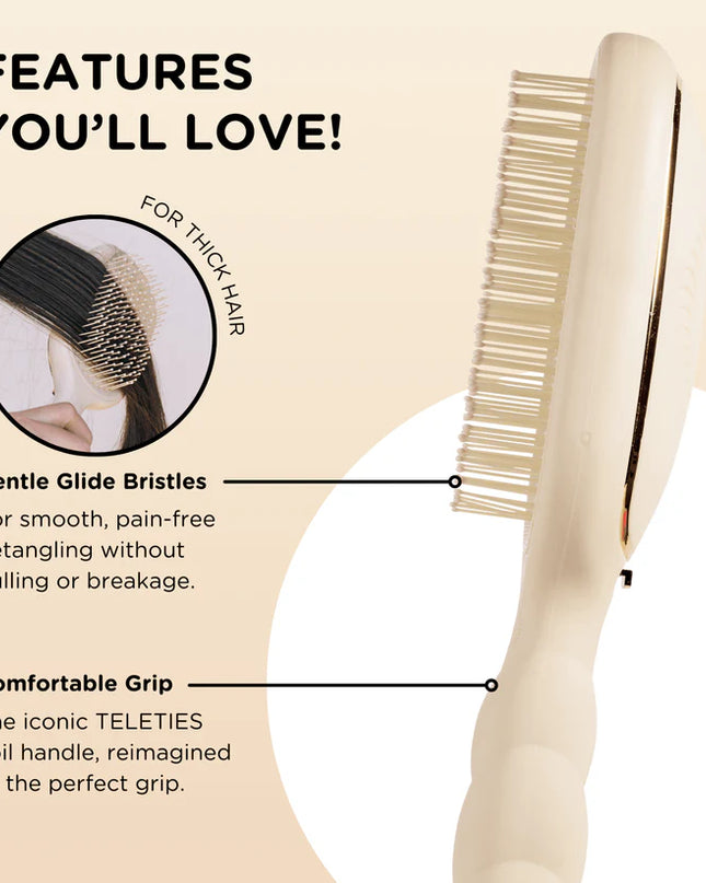 Detangler Hair Brush for Thick Hair  Tan- Teleties