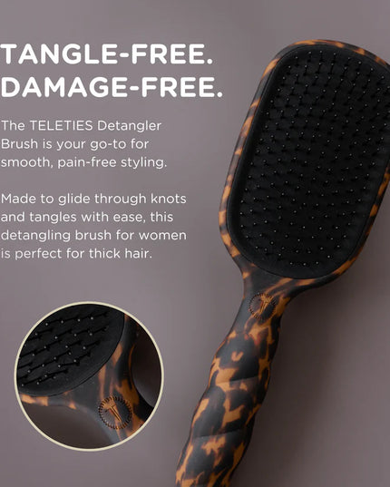 Detangler Hair Brush for Thick Hair  Tortoise - Teleties