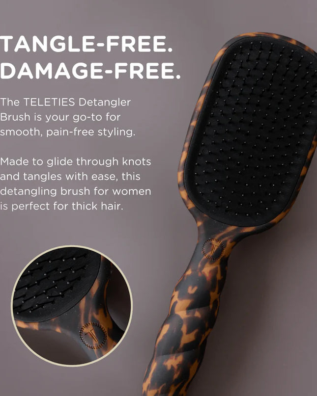 Detangler Hair Brush for Thick Hair  Tortoise - Teleties