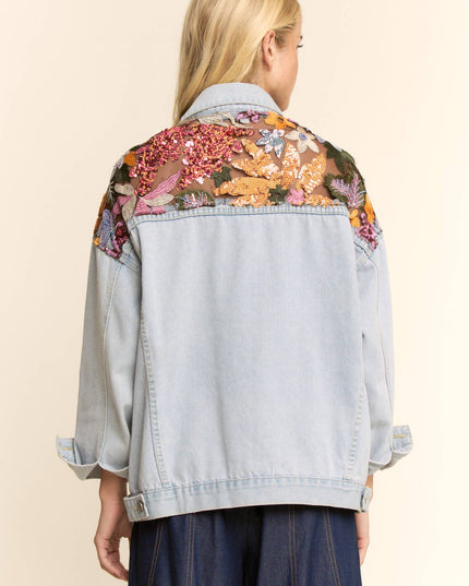 Best Believe I'm Still Bejeweled Denim Embellished Jacket