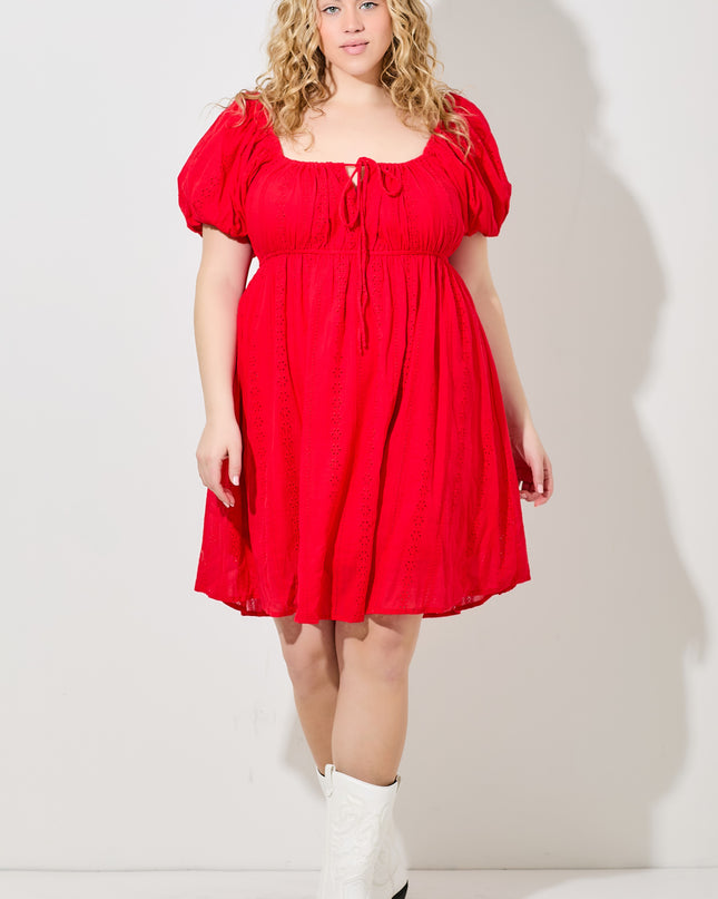 Cherry Baby Eyelet Dress- Red