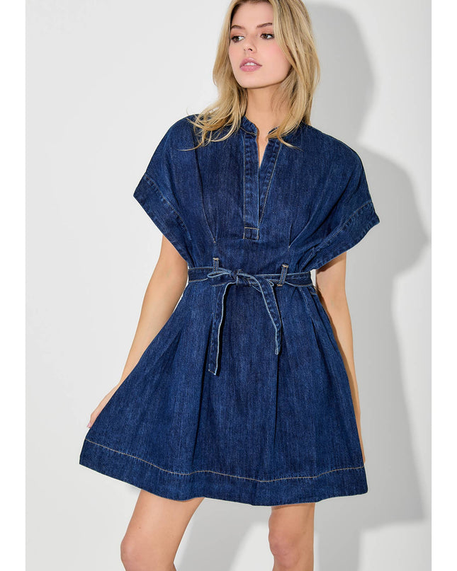 Indigo Eyes Belted Denim Mini Dress