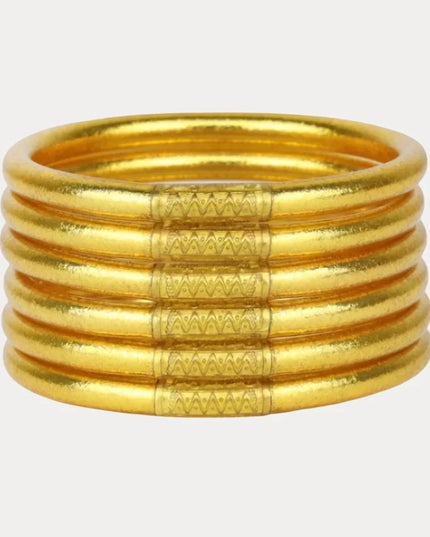 Gold BuDhaGirl All Weather Bangles (Set of 6) - Serenity Prayer