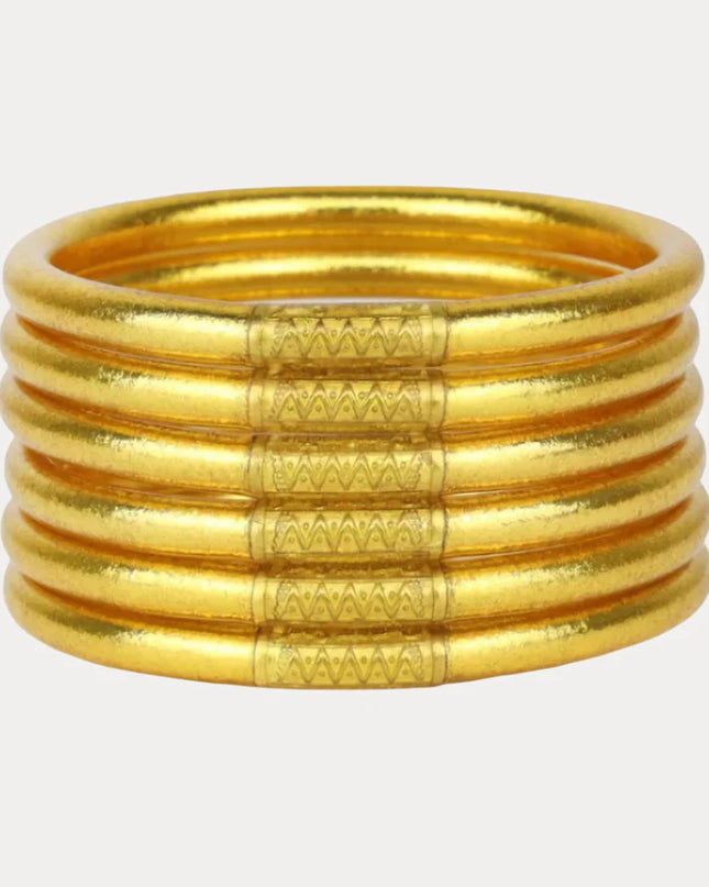 Gold BuDhaGirl All Weather Bangles (Set of 6) - Serenity Prayer