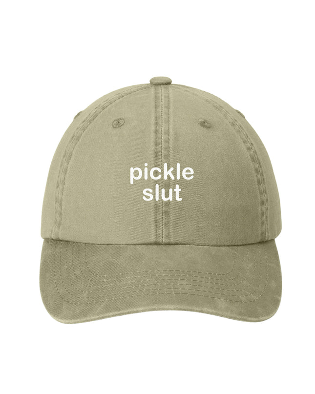 “Pickle Slut” Embroidered Dad Hat – Olive