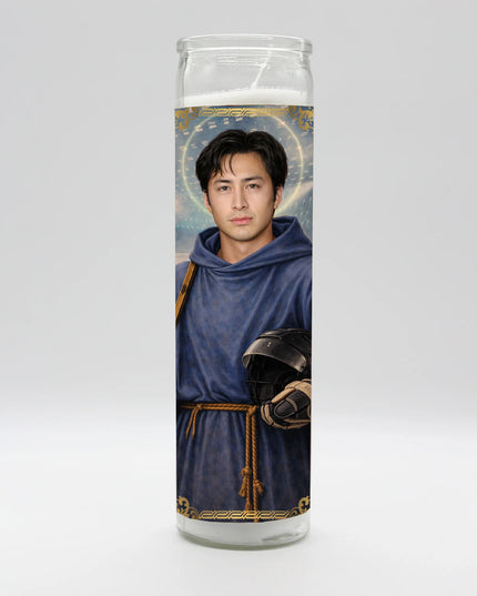 Shane Hollander Heated Rivalry devotional candle in tall glass jar Hudson Williams