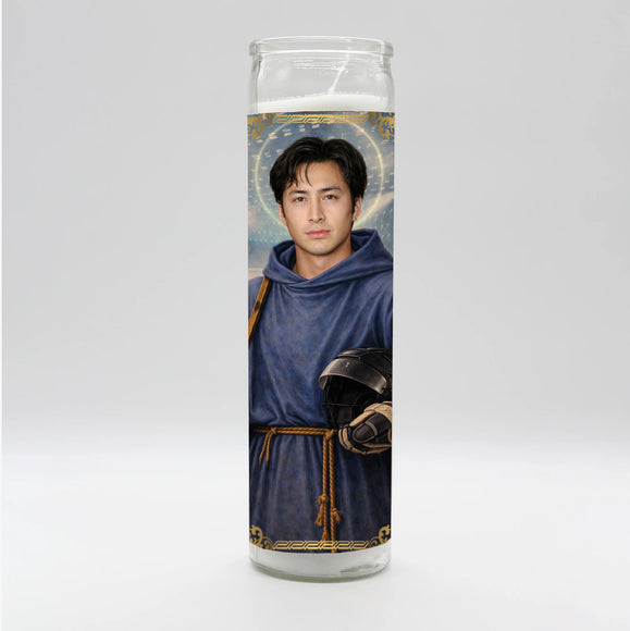 Shane Hollander Heated Rivalry devotional candle in tall glass jar Hudson Williams
