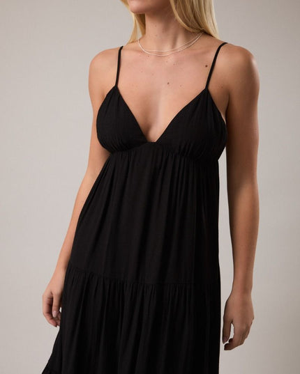 Midnight Muse Tiered Midi Dress