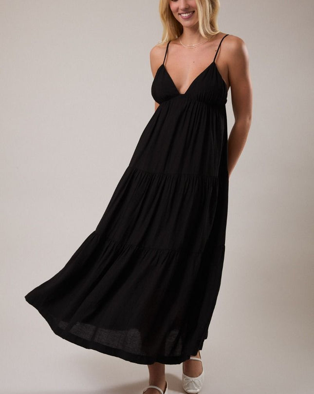 Midnight Muse Tiered Midi Dress