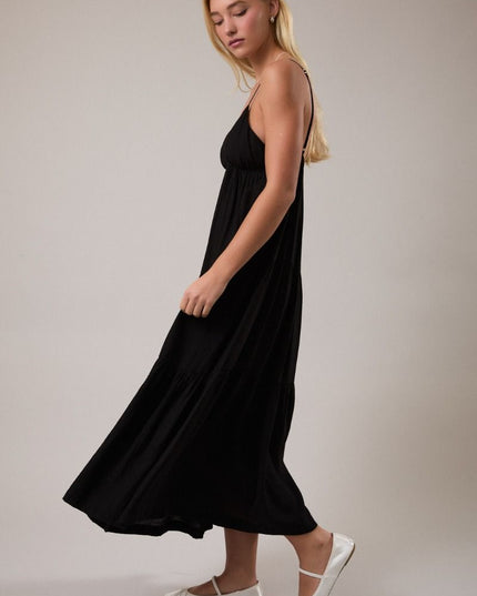 Midnight Muse Tiered Midi Dress