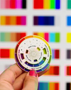 The Original Color Wheel© Interactive Spinner Enamel Keychain (White/Gold)