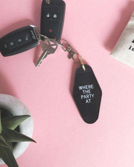 where the party at retro motel keychain